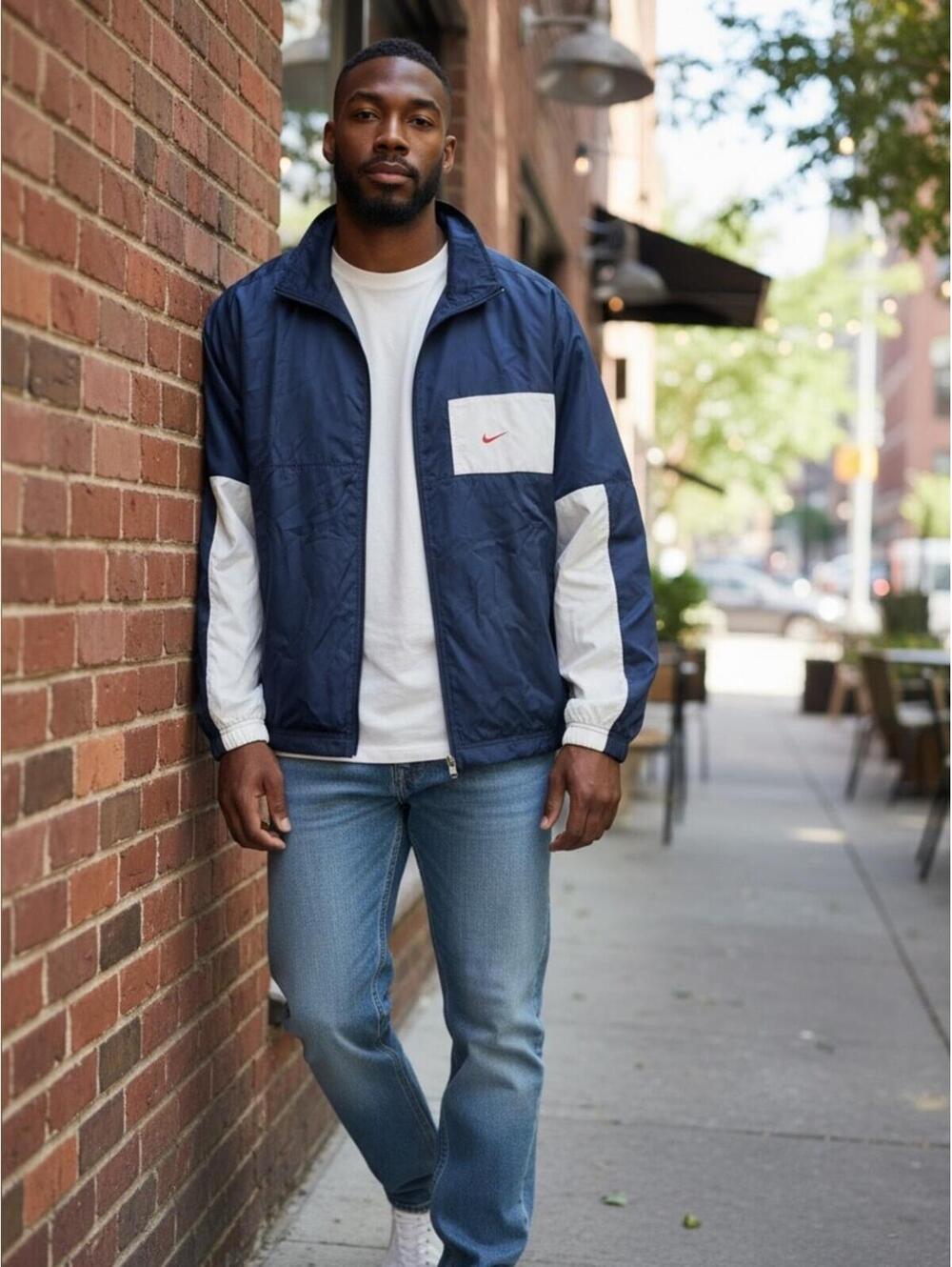 ⚡ Nike Y2K Windbreaker Jacket Navy White Classic Sportswear